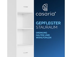 Hoge badkamerkast 180 x 30 x 30 cm, 6 vakken, 2 deuren, badkamerkast met heel veel ruimte, wit