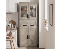 Hoge badkamerkast 60x40x170 cm – vrijstaande opbergkast voor badkamer, keuken, woonkamer – Grijs