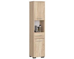 Hoge badkamerkast met opbergvakken, 30 x 140 x 30 cm