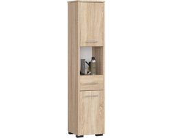 Hoge badkamerkast met opbergvakken, 30 x 140 x 30 cm