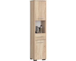 Hoge badkamerkast met opbergvakken, 30 x 140 x 30 cm