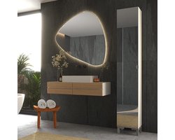 Hoge badkamerkast Taragonna met spiegeldeur 195 cm hoog wit