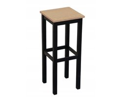 Hoge Bar Kruk 80cm Zwart/Licht Eiken - Modern Design