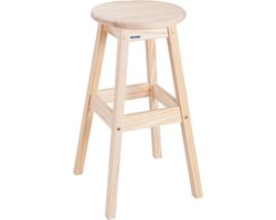 Hoge barkruk met voetensteunen - 708 cm - gecertificeerd grenenhout - natuurlijke barstoel Houten kruk