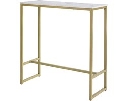 Hoge Bartafel met Marmeren Effect en Gouden Afwerking - Ideaal voor Kleine Ruimtes
