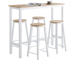 Hoge Bartafel Set met 4 Barkrukken en Voetensteun voor Keuken en Eetkamer