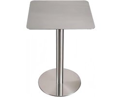 Hoge Bartafel Vierkant - Bistro Tafel Ontbijttafel - Dineren en Drankjes - Roestvrij Staal 304 - 50x50x75cm - Zilver