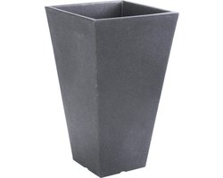 Hoge bloempot voor buiten - kunststof - antraciet grijs - 24 x 24 x 35 cm - vierkant