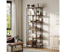 Hoge boekenkast -6 planken- industriële ovale boekenkast met metalen frame-displaykast voor thuis- kantoor- woonkamer- slaapkamer of badkamer-vintage