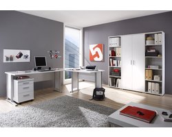 Hoge boekenkastcombinatie Olaph | 186 x 35 x 184 cm | Wit