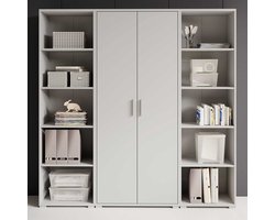Hoge boekenkastcombinatie Olaph | 186 x 35 x 184 cm | Wit - Bega Consult - Dossierkast - Wit - Spaanplaat