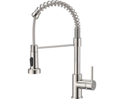 Hoge Boog Keukenkraan met Neertrekkende Douche en 360 Graden Draaibaar