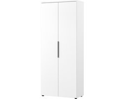 Hoge dichte kantoorkast Galileo Wit - Breedte 81 cm - Hoogte 197 cm - Diepte 40 cm - Met planken - Met openslaande deuren