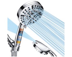 Hoge Druk Douchekop met Filter – 10 Sproeistanden – Regendouche – Waterbesparende Handdouche – Zilver - Besjaar