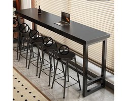 Hoge eettafel - Lange, smalle bartafel met stalen frame - Voor café, keuken, koffiebar, eetkamer, woonkamer en kleine ruimte