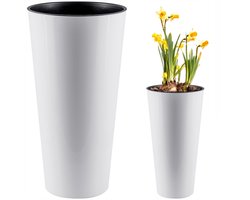Hoge Glanzende Plantenbak met Inzet voor Balkon & Tuin - Wit Slim