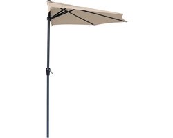 Hoge Halve Patio Parasol Taupe 2.70 meter voor Balkon en Tuin