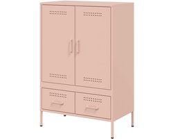 Hoge Kast - Dressoir Hoog - Opbergen Woonkamer - Koudgewalst Staal - 68x39x1015 cm - Roze