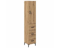 Hoge kast | Dressoir | Keukenbuffet | Highboard Artisan Eiken 69,5 x 34 x 180 cm Bewerkt hout