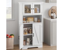 Hoge kast - Keukenkast met verstelbare plank - 4-deurs vitrinekast voor keuken - badkamer - woonkamer badkamerkasten hoog
