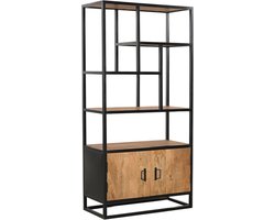 Hoge Kast Mango - Massief mangohout - Stijlvolle Opbergkast voor Woonkamer of Slaapkamer - 90x40x180 cm