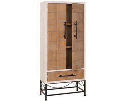 Hoge kast MCW-N30, boekenkast woonkamer met deuren en lade, massief hout MDF, 167x72x41cm