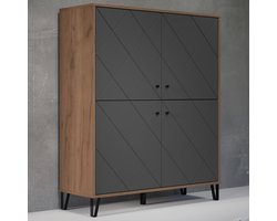 Hoge kast Montez | 123 x 40 x 136 cm | Antraciet front