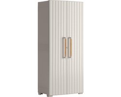 Hoge Kast voor Buiten Deuren met Houtlook Beige/Zand 80 x 45 x 180 cm - Ruime Opbergmogelijkheden