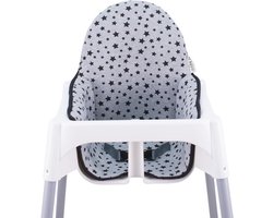 Hoge Kinderstoel Kussen Geschikt voor Ikea Antilop - Zwart Ster