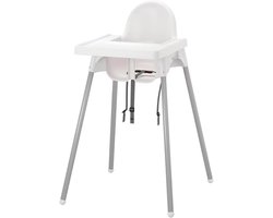 Hoge Kinderstoel met Afneembaar Dienblad – Stapelbaar, Demonteerbaar en Veilig – Stalen Poten – Compatibel met Ikea Antilop – Voor Thuis en Horeca