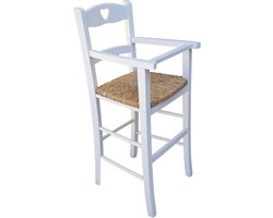 Hoge Kinderstoel van Hout - Wit - Veilig en Stijlvol