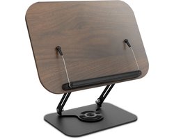 Hoge Kwaliteit Boekenstandaard Donkerbruin - Natuurlijk Hout - Draait 360 Graden - Met Bladzijdehouders - Goed Voor Houding - Boekensteun - Boekenhouder - Leesstandaard - 24,5CM x 34CM