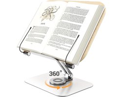 Hoge Kwaliteit Boekenstandaard Lichtbruin - Natuurlijk Hout - Draait 360 Graden - Met Bladzijdehouders - Goed Voor Houding - Boekensteun - Boekenhouder - Leesstandaard - 24,5CM x 34CM
