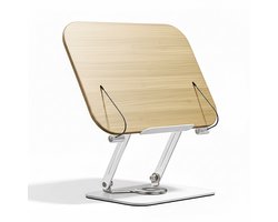 Hoge Kwaliteit Boekenstandaard - Natuurlijk Hout - Draait 360 Graden - Met Bladzijdehouders - Goed Voor Houding - Boekensteun - Boekenhouder - Leesstandaard - 24,5CM x 34CM
