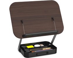 Hoge Kwaliteit Boekenstandaard - Natuurlijk Hout - Met Opslag - Met Bladzijdehouders - Goed Voor Houding - Boekensteun - Boekenhouder - Leesstandaard - 24,5CM x 34CM