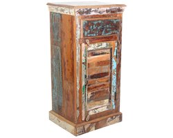 Hoge ladekast – opbergkast – massief hout – mangohout – shabby chic vintage – hal slaapkamer – woonkamer