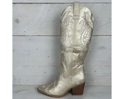 Hoge leatherlook cowboylaars met gaaf design goud Gold / 38