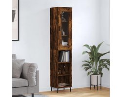 Hoge Opbergkast - Hoge Dressoir - Woonkamer Inrichting - Duurzaam Multiplex - 34x34x180 cm - Gerookt Eiken