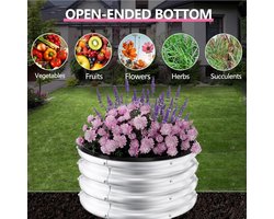 Hoge plantenbak op poten, ronde verhoogde moestuinbak van gegalvaniseerd staal, 60x60x28 cm, zwart/naturel, plantenbak voor buiten, verhoogde tuinbak voor bloemen en kruiden