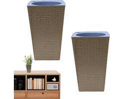 Hoge plantenbakken - Bloempotten vierkant - Planten verzorgen - Automatisch water geven - 22.9 x 14.3 x 22.9 cm - Brons