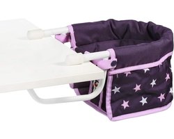 Hoge Poppenstoel met Tafelzitting tot 60 cm - Geschikt voor Kinderen van 3 tot 8 Jaar - Sterren Paars