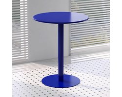 Hoge Ronde Bartafel Set voor Balkon, Pub & Outdoor Dining – Stijlvolle Blauw Metaal Tafel met Stevig Frame en Eenvoudige Montage – NoviHome