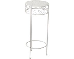 Hoge Ronde Bijzettafel Wit Metaal