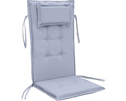 Hoge Rug Stoel Zitkussen - Buiten en Binnen Tuinstoel Kussen -Stoelkussens met Lint - Tuinkussens met Hoofdsteun - Zacht, Comfortabel Waterproof Materiaal - 110cm x 42cm