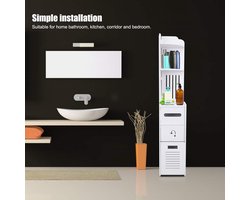 Hoge smalle badkamerkast - opbergkast voor badkamer keuken hal - 22 x 20 x 120 cm badkamerkasten hoog