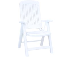 Hoge Stoel - Kunststof Stoel - Buiten Zitten - 5 Posities - 59 x 61 cm - Wit