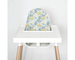 Hoge-stoelkussenhoes voor IKEA Antilop - Vlekbestendig en uitwisbaar - Inthemeadow - Grijs Bloemenpatroon