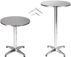 Hoge Tafel - Bistro Tafel - Binnen Buiten - In Hoogte Verstelbaar - Ø 60cm Rond - Roestvrij Staal