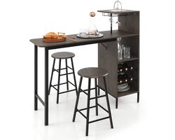 Hoge tafel met krukken, 3-delige set, Bistro tafel voor keuken of eetkamer, vierkante bar tafel, 120 x 40 x 90 cm, 4 kleuren