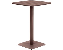Hoge tuintafel voor 2 personen van staal met vierkant onderstel ALEGORIA